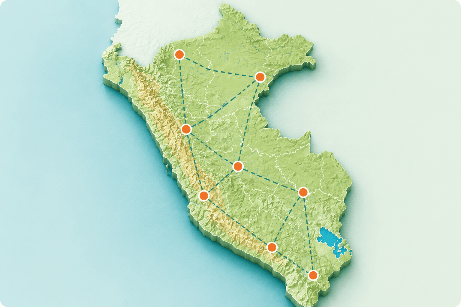 Mapa de regiones del Perú conectadas